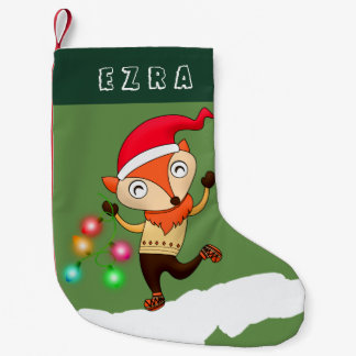 FUCHS MIT WEIHNACHTSlichtern CHRISMTAS. NIEDLICHER Kleiner Weihnachtsstrumpf