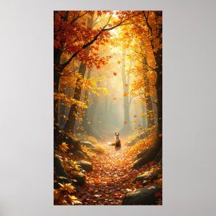 Fuchs mitten im Wald Poster