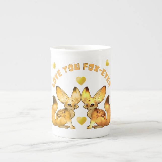Fuchs-Paar Valentins-Art Prozellantasse (Vorderseite)