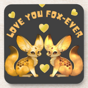 Fuchs-Paar Valentinstag Kunst Getränkeuntersetzer