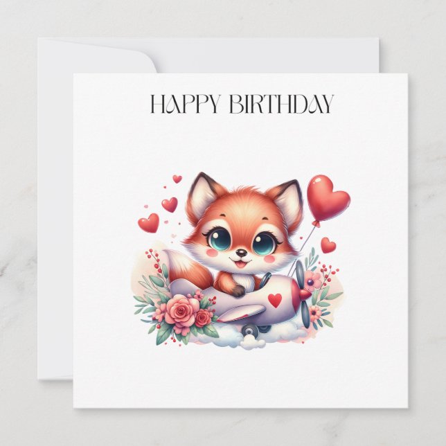 Fuchs-Pilot-Geburtstag Einladung (Vorderseite)
