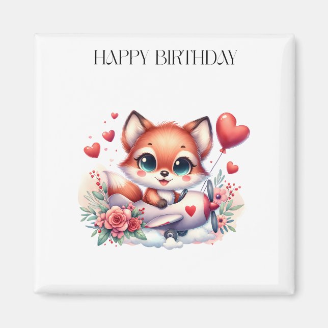 Fuchs-Pilot-Geburtstag Magnet (Vorne)