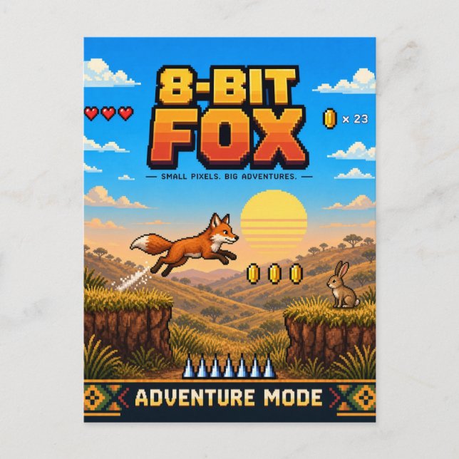 Fuchs, Retro-8-Bit-Pixelkunst Postkarte (Vorderseite)