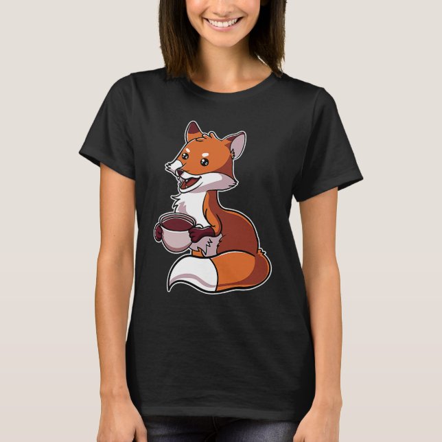 Fuchs Rotfuchs Drinking Coffee Beans T-Shirt (Vorderseite)