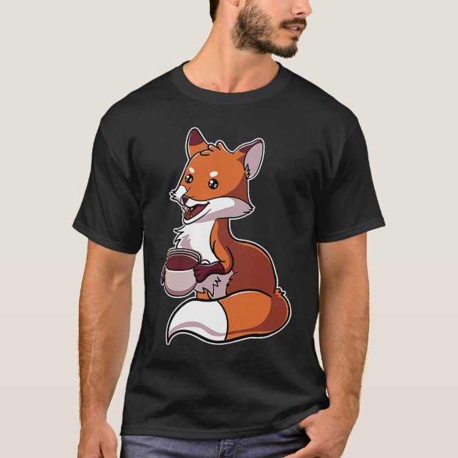 Fuchs Rotfuchs Drinking Coffee Beans T-Shirt (Vorderseite)