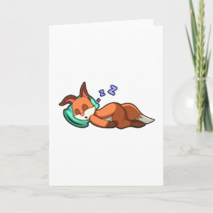 Fuchs schläft mit Kissen Karte