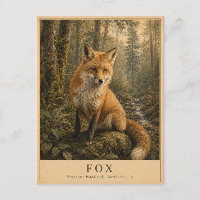 Fuchs Temperierte Wälder VINTAGE Postkarte (Vorderseite)