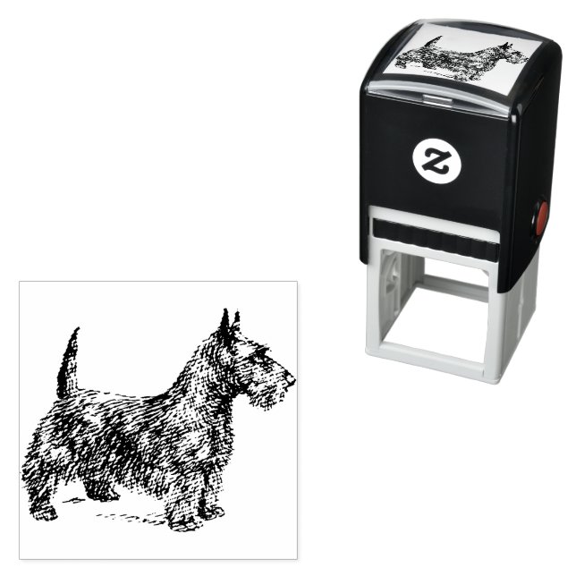 Fuchs-Terrier-Zeichnung Permastempel (Beispiel)