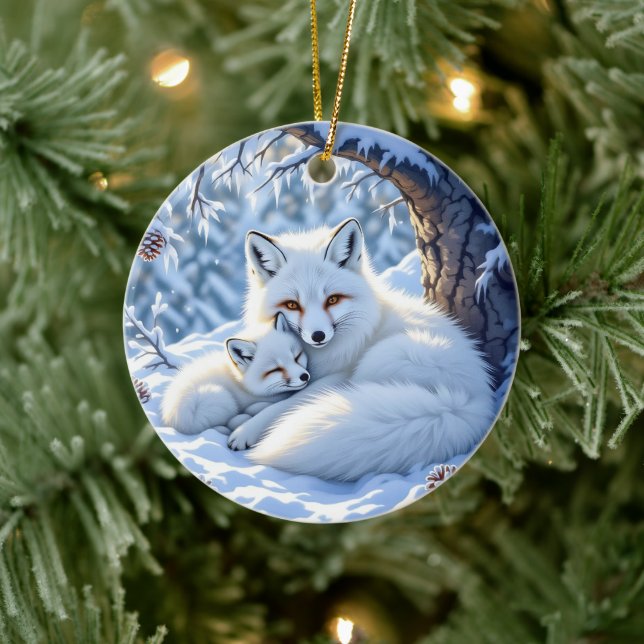 Fuchs-Themen-personalisiertes Weihnachten Keramik Ornament (Baum)