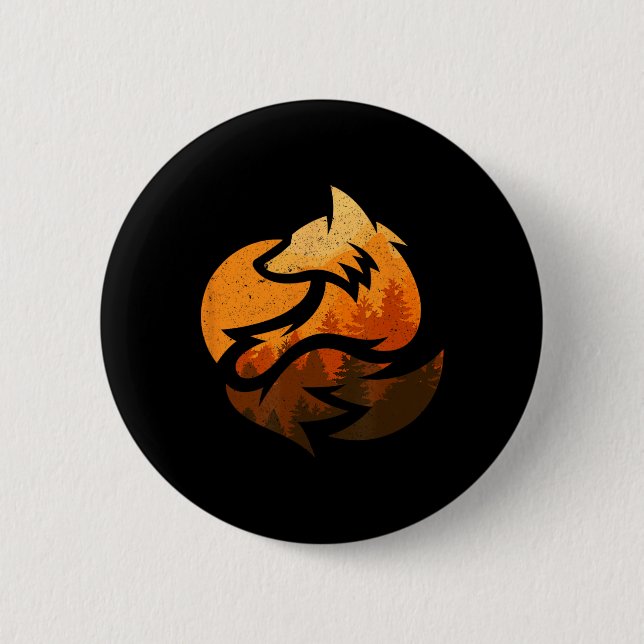 Fuchs Tierdesign Geschenke Mit Natur Bäume Jagd  Button (Vorderseite)