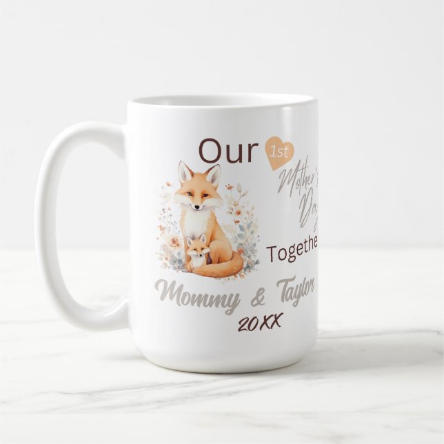 Fuchs und Baby, unser erster Muttertag zusammen Kaffeetasse (Links)