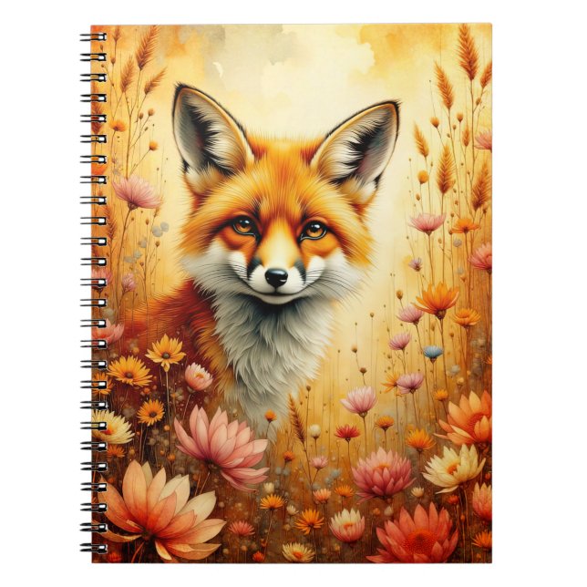 Fuchs und Blumen Notizblock (Vorderseite)