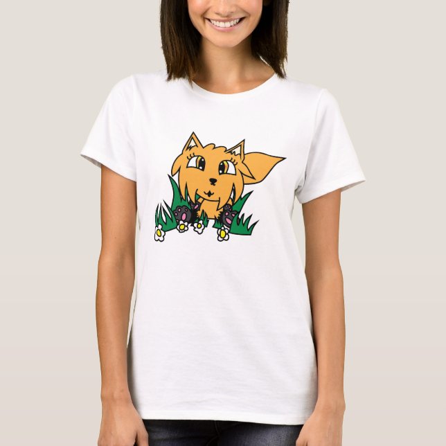 Fuchs und Blumen T-Shirt (Vorderseite)