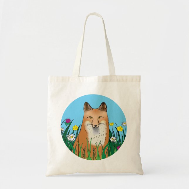 Fuchs und Blumen Tragetasche (Vorne)