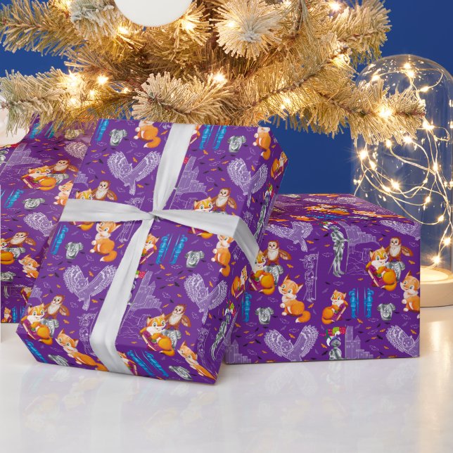 Fuchs und Eule Geschenkpapier (Feiertage)