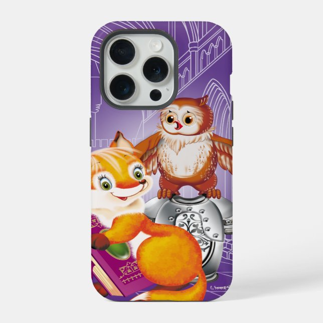 Fuchs und Eule iPhone 15 Pro Hülle (Rückseite)