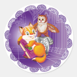 Fuchs und Eule Runder Aufkleber