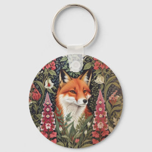 Fuchs und Fingerhutblumen William Morris Inspirier Schlüsselanhänger