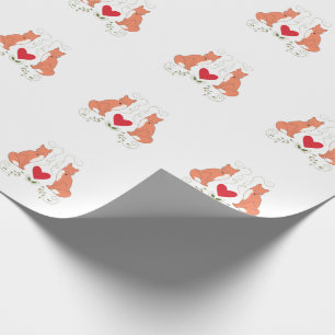 Fuchs- und Herzweinranken-Muster-Geschenkpapier - Geschenkpapier