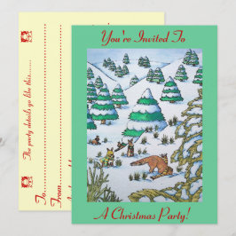 Fuchs- und Kaninchenschneeszene chrismas Einladung