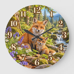 Fuchs- und Kit-Gebirgswildnis-Uhr Große Wanduhr