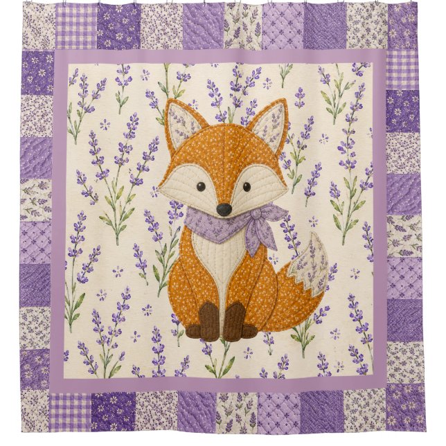 Fuchs und Lavendel  Duschvorhang (Vorderseite)