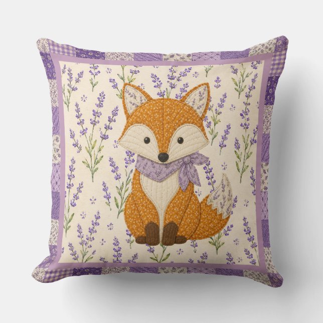 Fuchs und Lavendel  Kissen (Vorderseite)