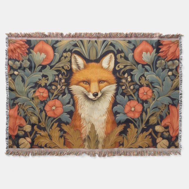 Fuchs und rote Blume im Jugendstil Decke (Vorderseite)