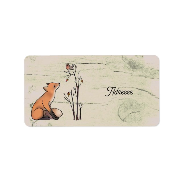 Fuchs und Rotkehlchen Adressaufkleber (Vorne)