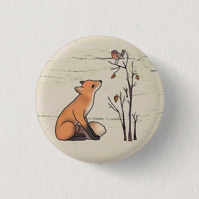 Fuchs und Rotkehlchen Button (Vorderseite)