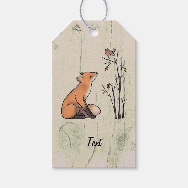 Fuchs und Rotkehlchen  Geschenkanhänger (Vorderseite)