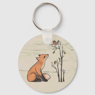 Fuchs und Rotkehlchen Schlüsselanhänger