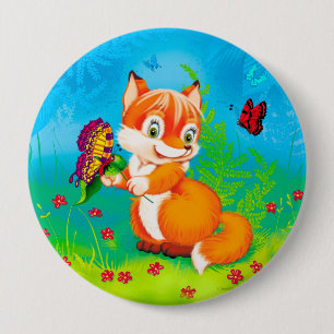 Fuchs und Schmetterling Button