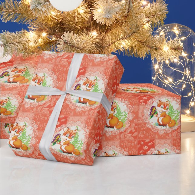 Fuchs und Schmetterling Geschenkpapier (Feiertage)