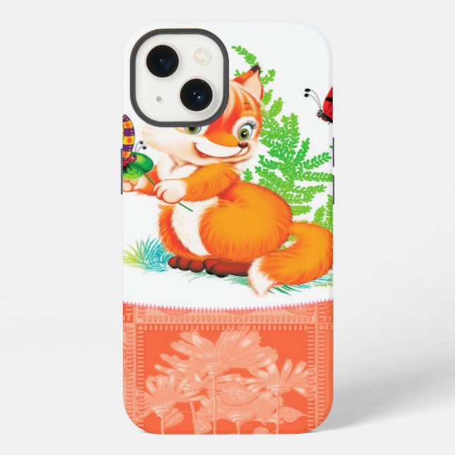 Fuchs und Schmetterling iPhone Hülle (Rückseite)