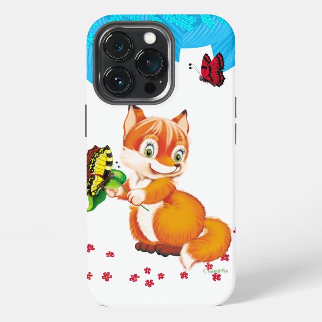 Fuchs und Schmetterling iPhone Hülle (Hinten)