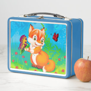 Fuchs und Schmetterling Metall Brotdose
