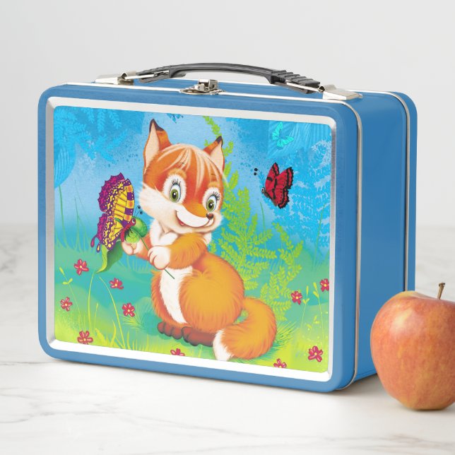 Fuchs und Schmetterling Metall Brotdose (Beispiel)