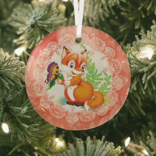 Fuchs und Schmetterling Ornament Aus Glas