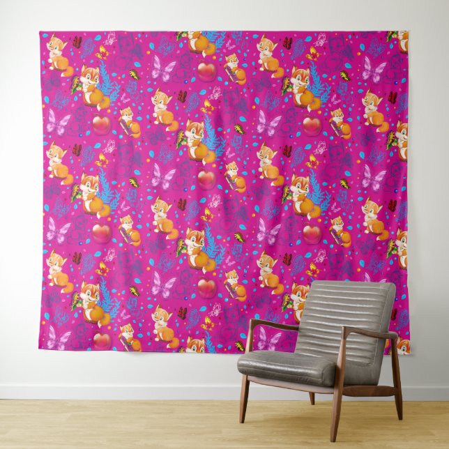 Fuchs und Schmetterling Wandteppich (Beispiel (Horizontal))