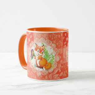 Fuchs- und Schmetterlingsmuster Tasse