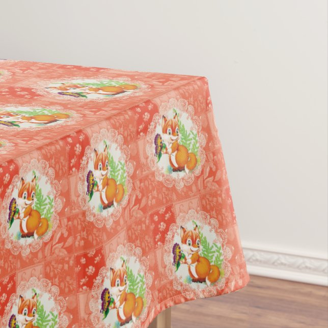 Fuchs- und Schmetterlingsmuster Tischdecke (Beispiel)