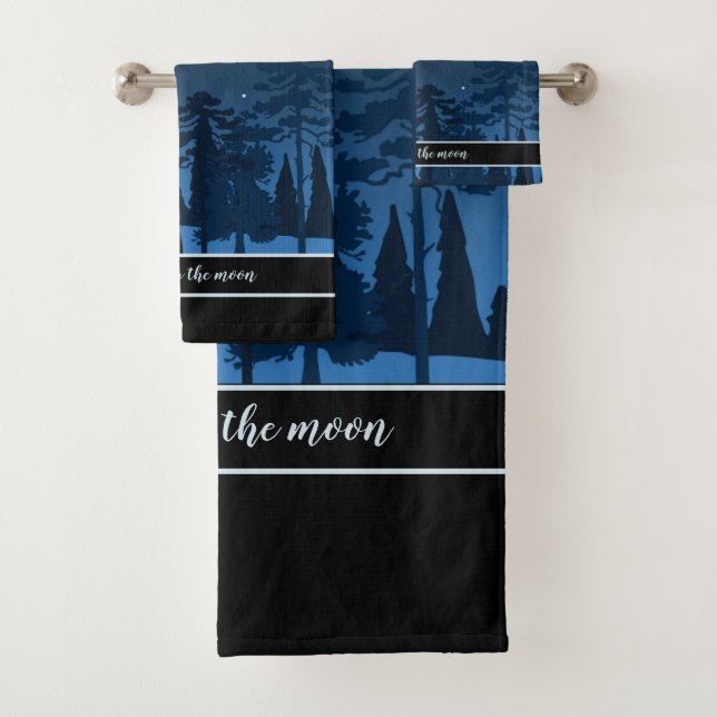Fuchs und Vollmond um Mitternacht Badhandtuch Set (Insitu)