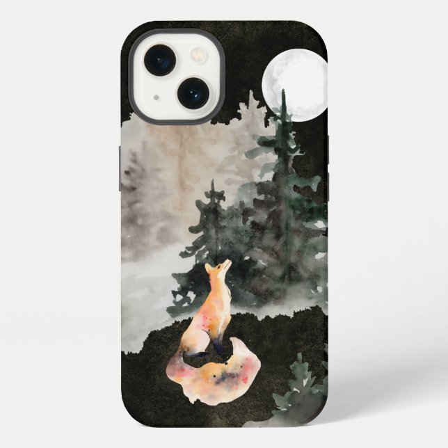 Fuchs und Vollmondwald iPhone Hülle (Rückseite)