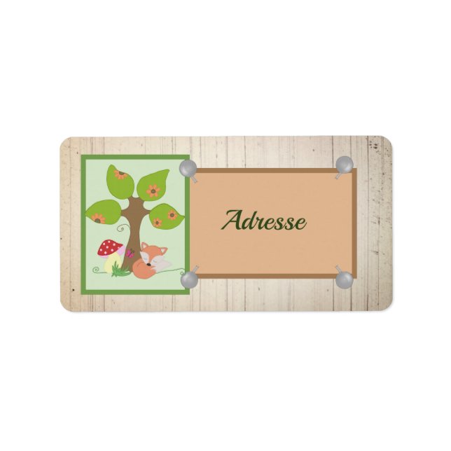 Fuchs unterm Baum Adressaufkleber (Vorne)