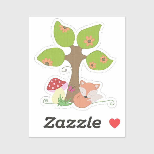 Fuchs unterm Baum  Aufkleber (Blatt)