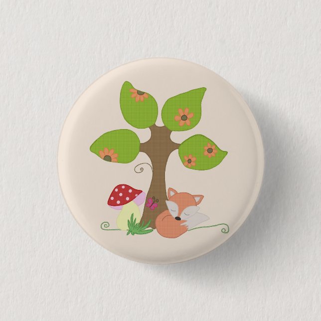 Fuchs unterm Baum Button (Vorderseite)