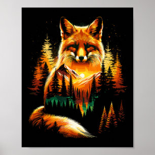 Fuchs Wald Naturliebhaber Berge Wandern Camping Poster