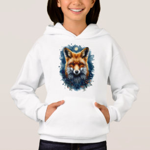 Fuchs Wasserfarbe Mond Wald Tier Ästhetik Hoodie