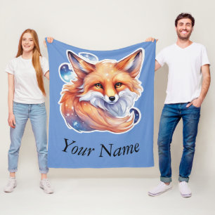 Fuchs, Wasserfarben-Malerei Fleecedecke
